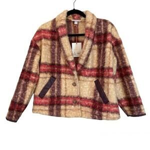 Knox Rose Burgundy Plaid Soft Sweater Overcoat- Size XS